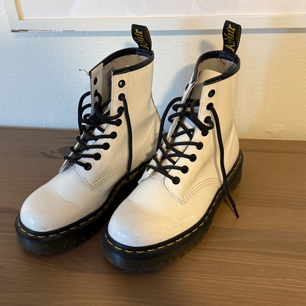 Doc Martens white smooth leather